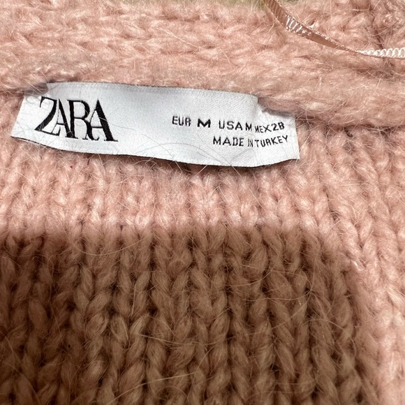 BLOGGER FAV ZARA Pom Pom Knit Wool Alpaca Sweater Cardigan w/ Rhinestone Button - Picture 8 of 12